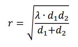 The equation for the radius of the 1st Fresnel zone